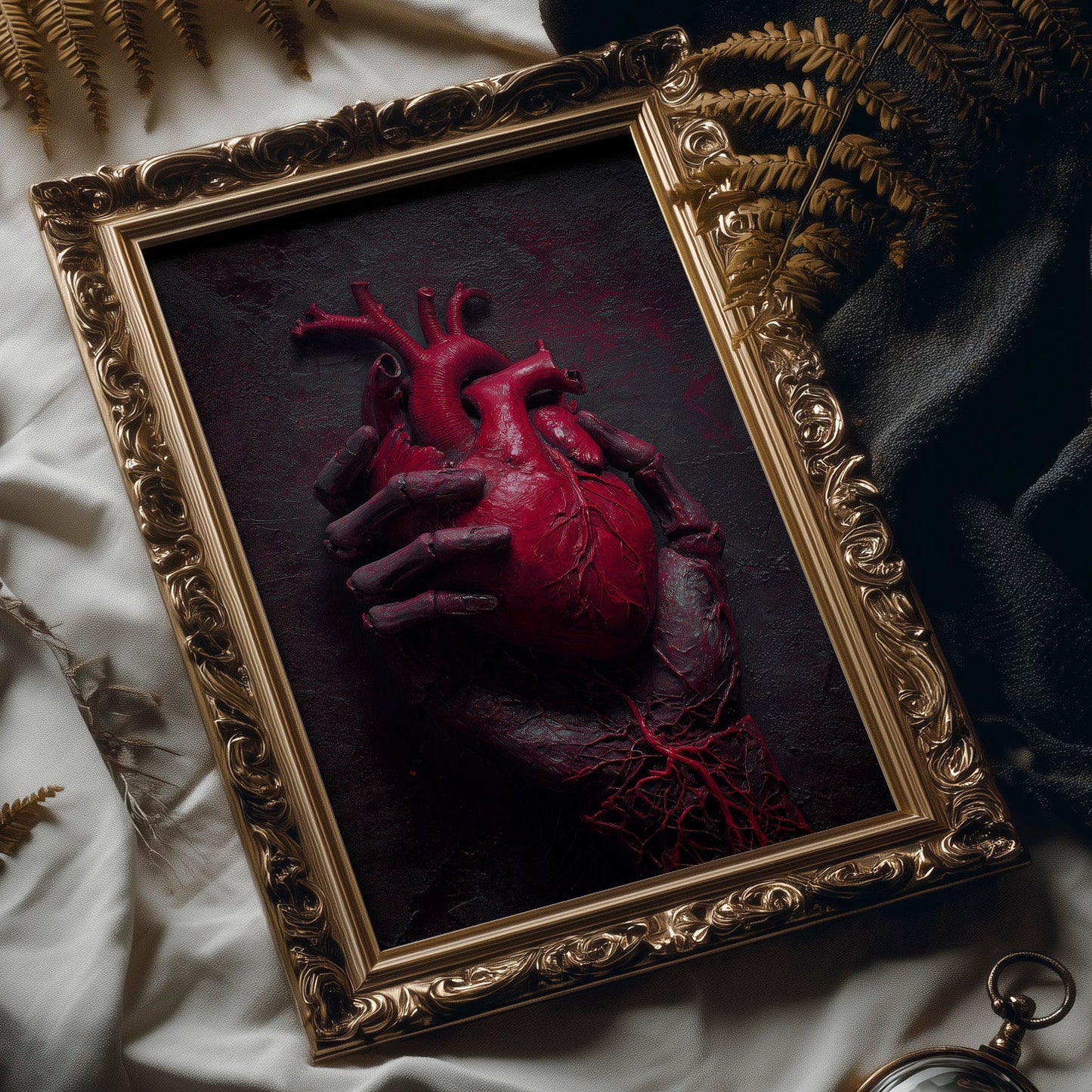 Crimson Pulse Beneath Stone Fingers