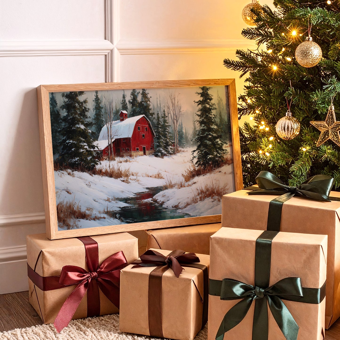 Red Barn Rests In Winter's Grace