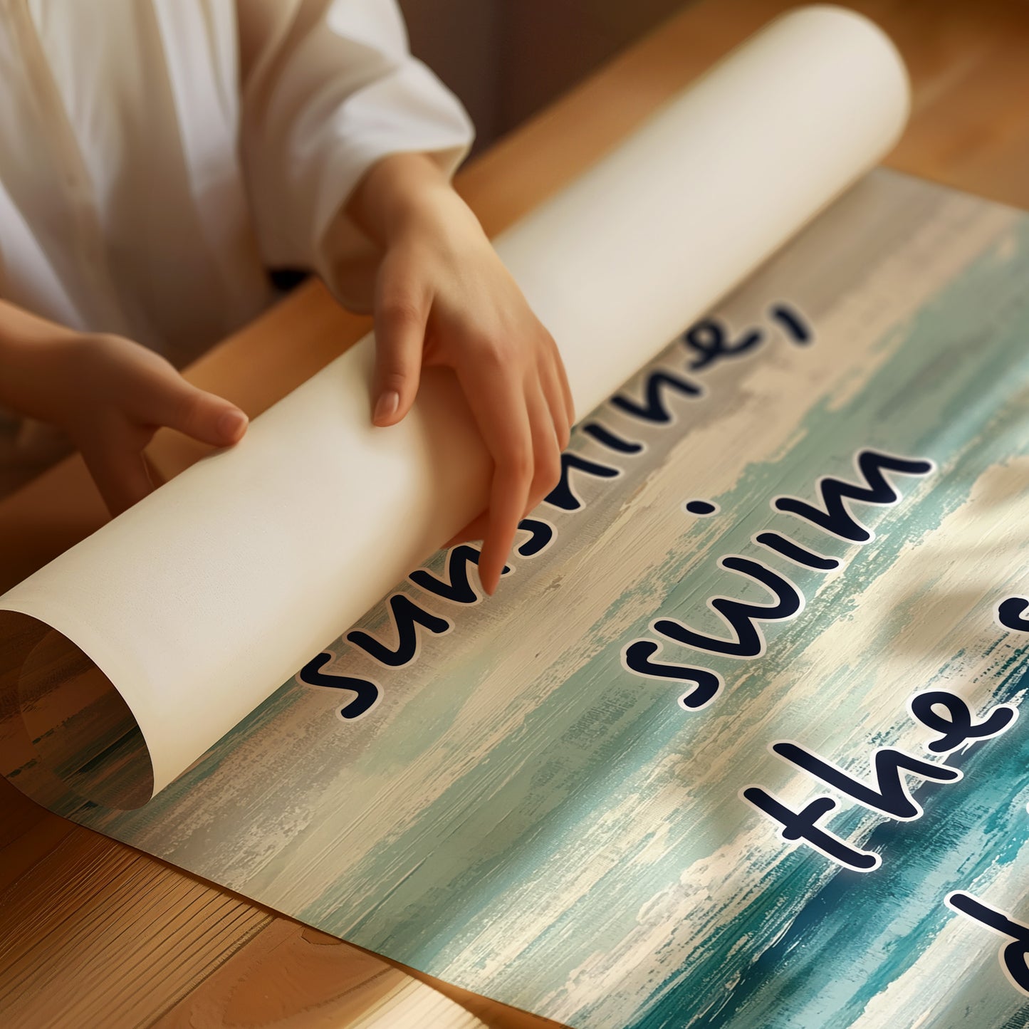 Live in the Sunshine — Coastal Abstract Quote Print