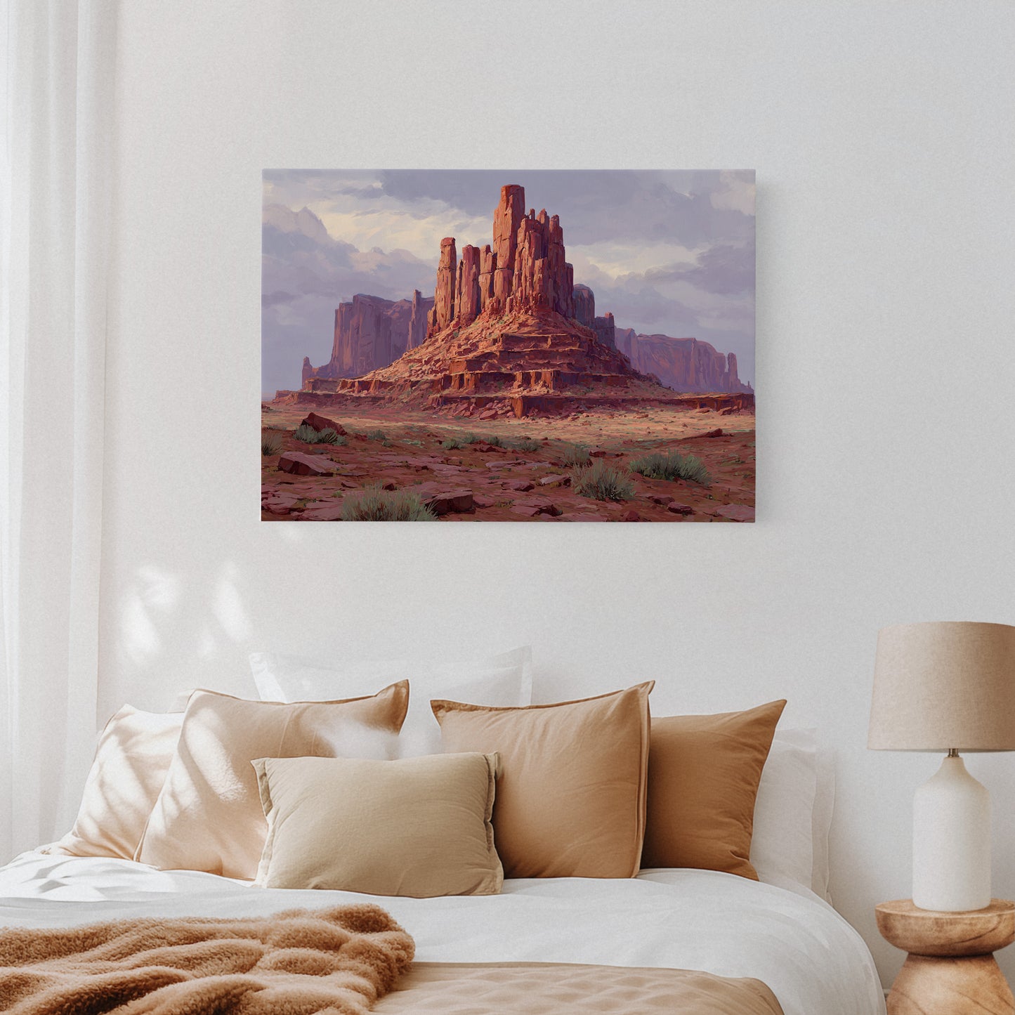 Red Towers Rise Through Purple Sky