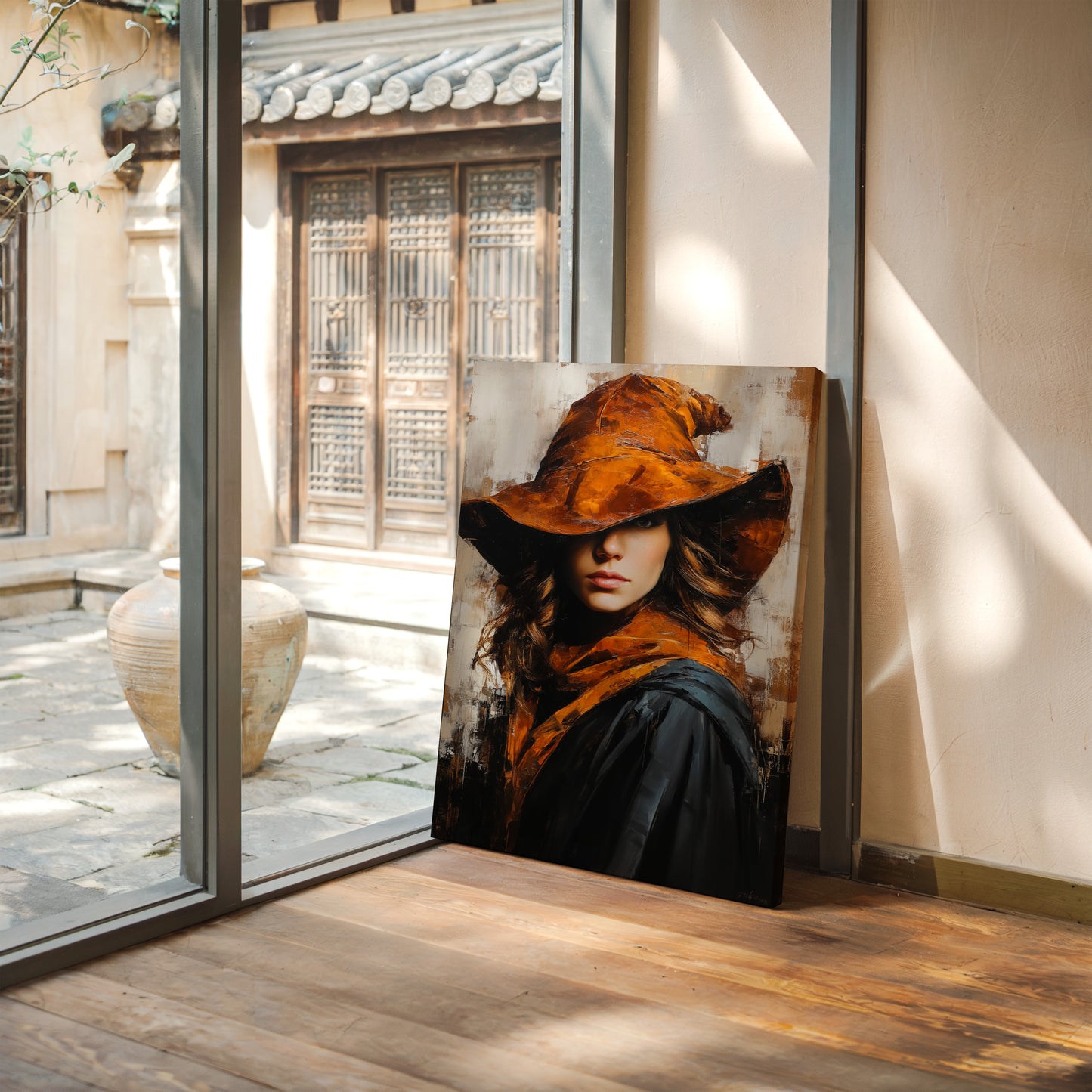 Mystical Woman in Orange Hat