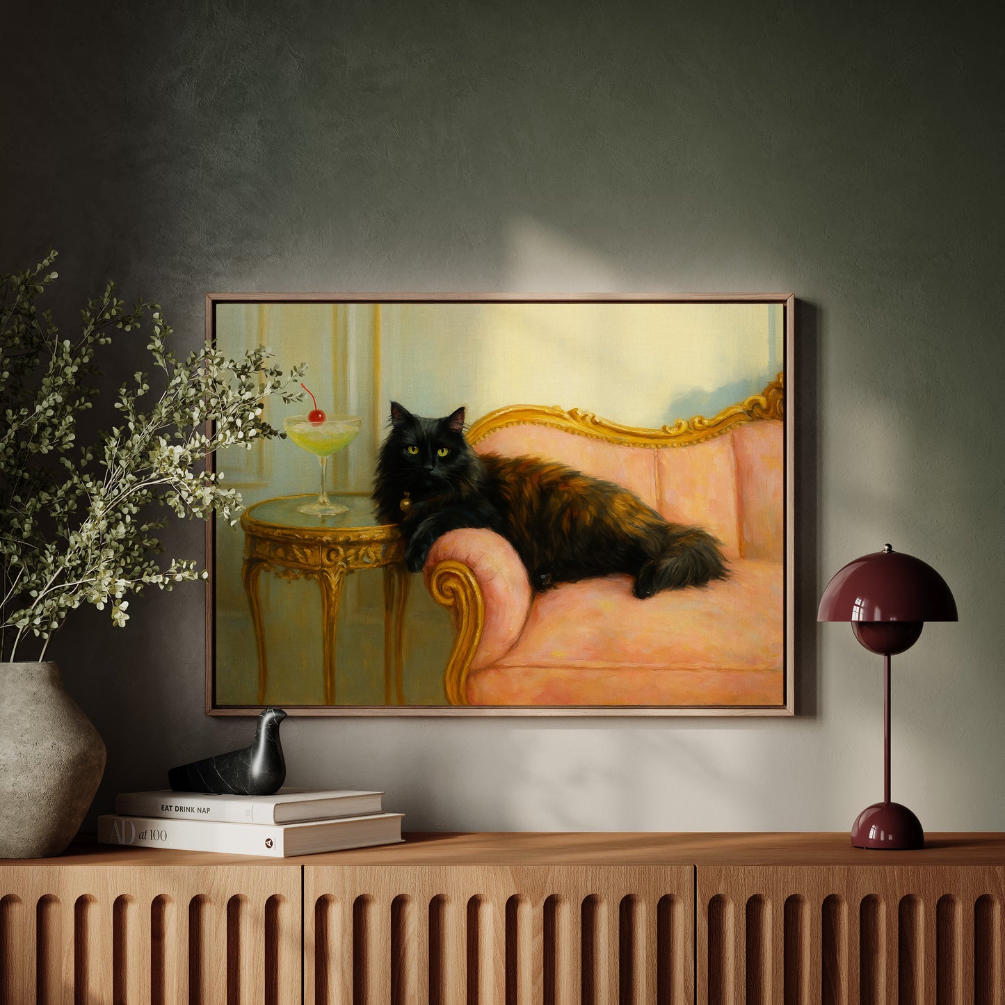 Regal Cat with a Cherry Martini