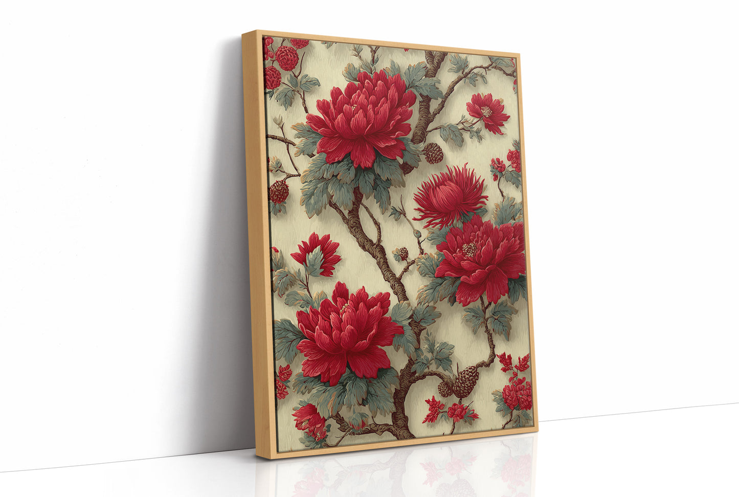 Red Blooms on Ivory Branches