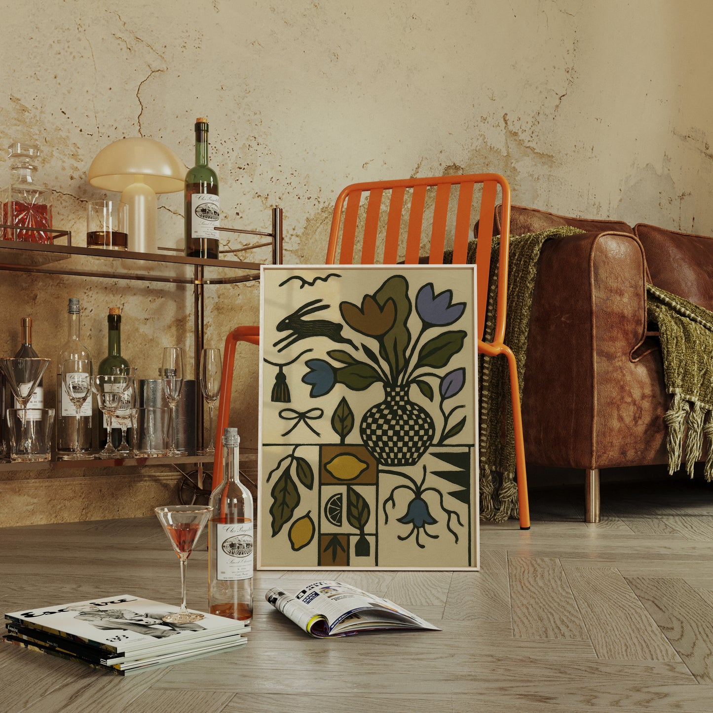 Lemon Rabbit Folk Vase