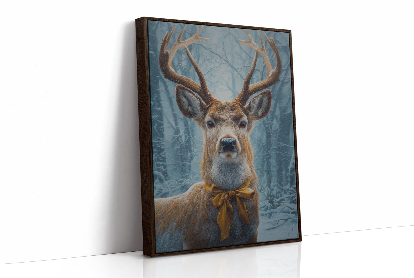 December's Stag Wears Golden Ribbon