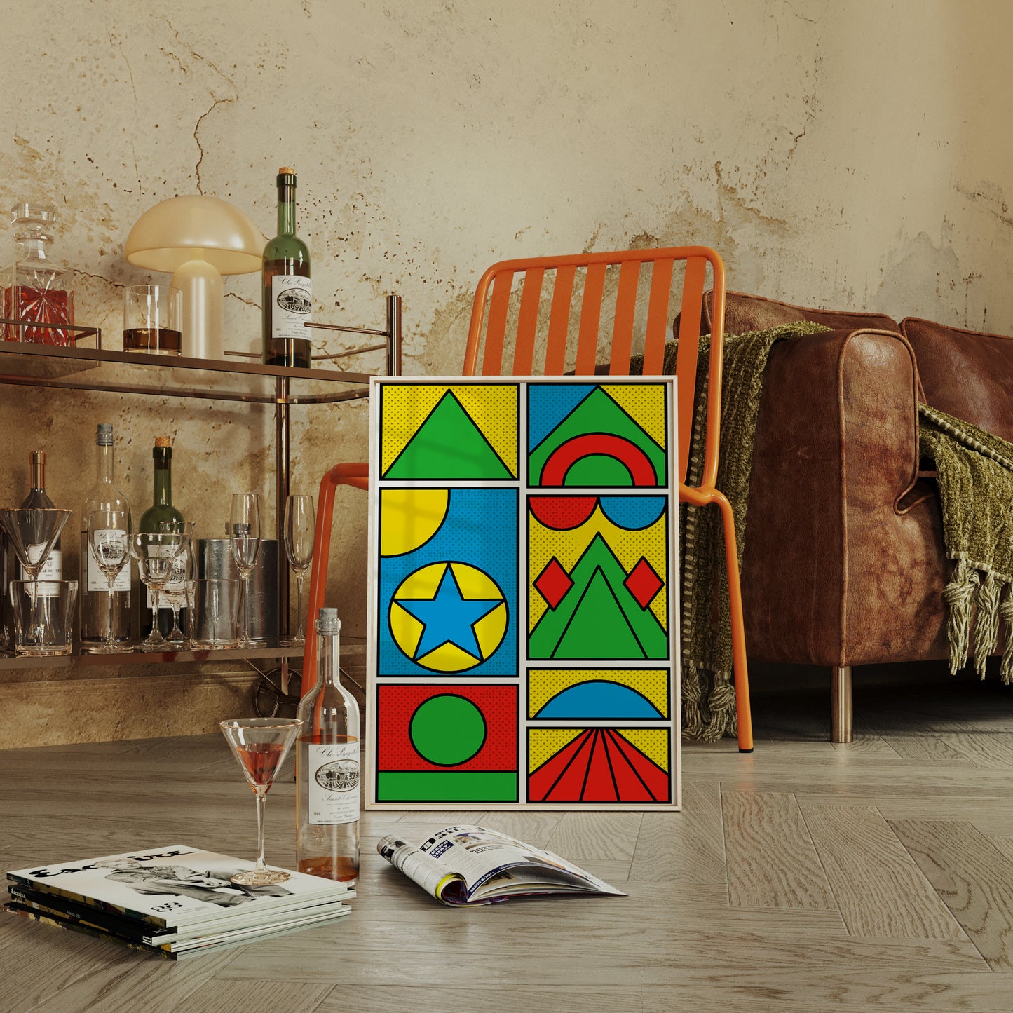 Pop Geometry in Primary Color Panels