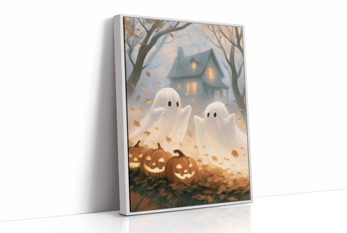 Two Ghosts and a Leaf-Blown Yard