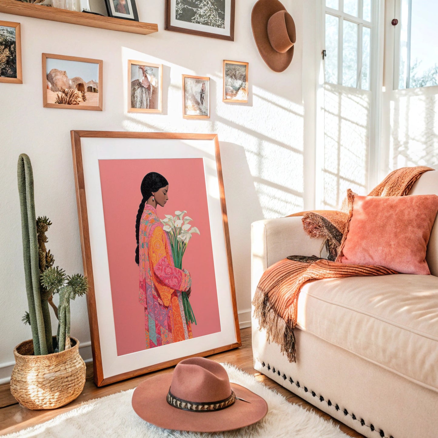 Calla Lilies Among Coral Silk