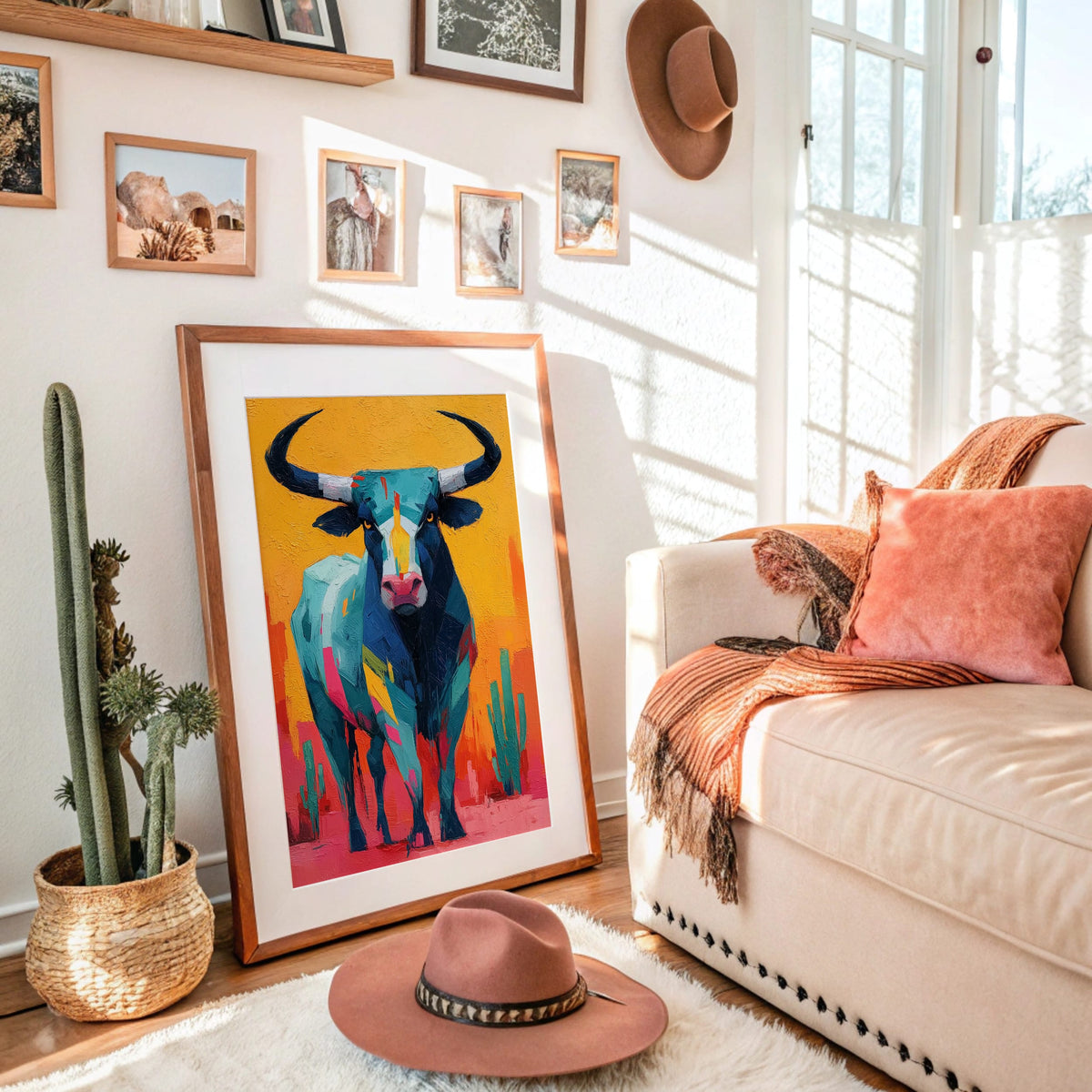 Turquoise Bull Meets Desert Dawn