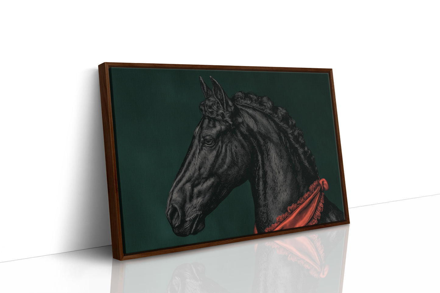 Midnight Stallion in Crimson Silk