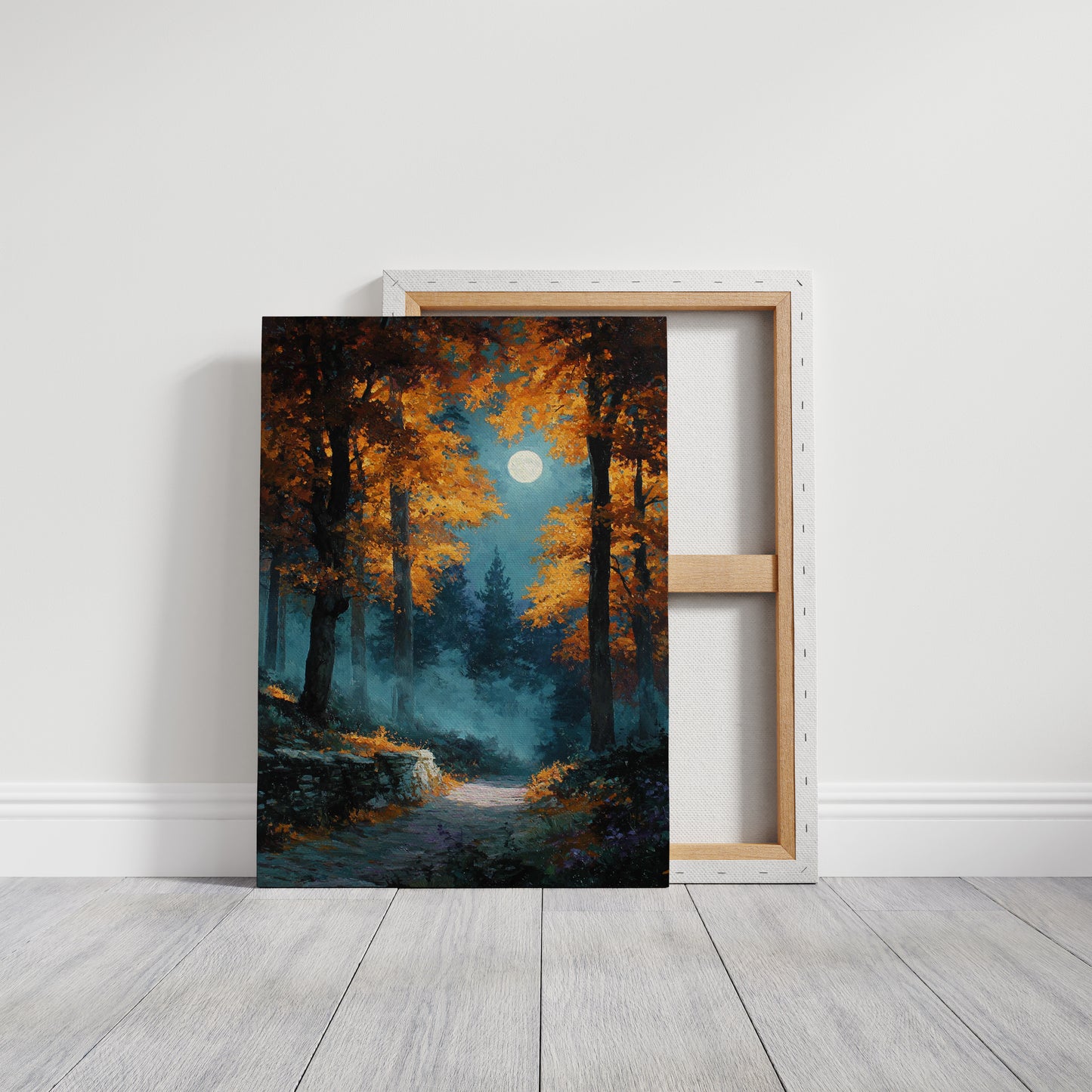 Moonlit Path Through Autumn's Embrace