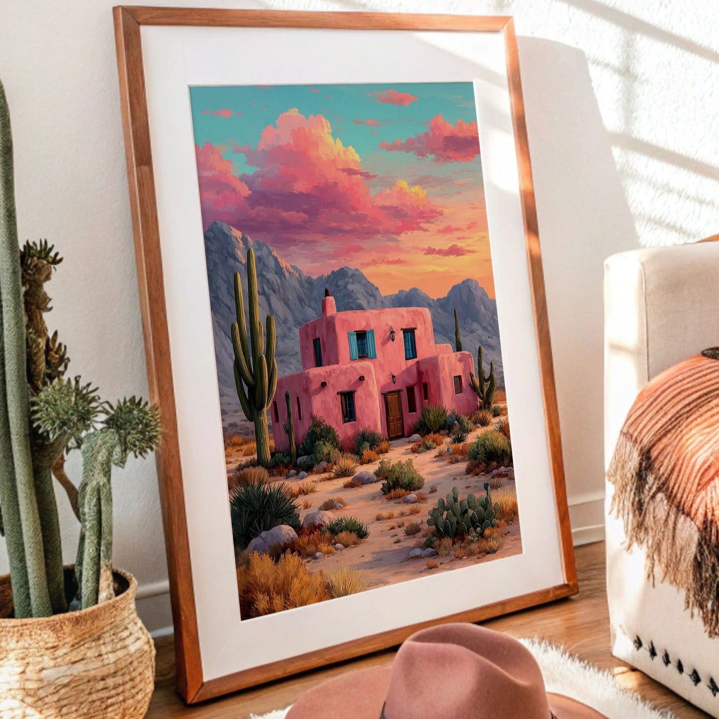 Pink Adobe Catches Desert Fire