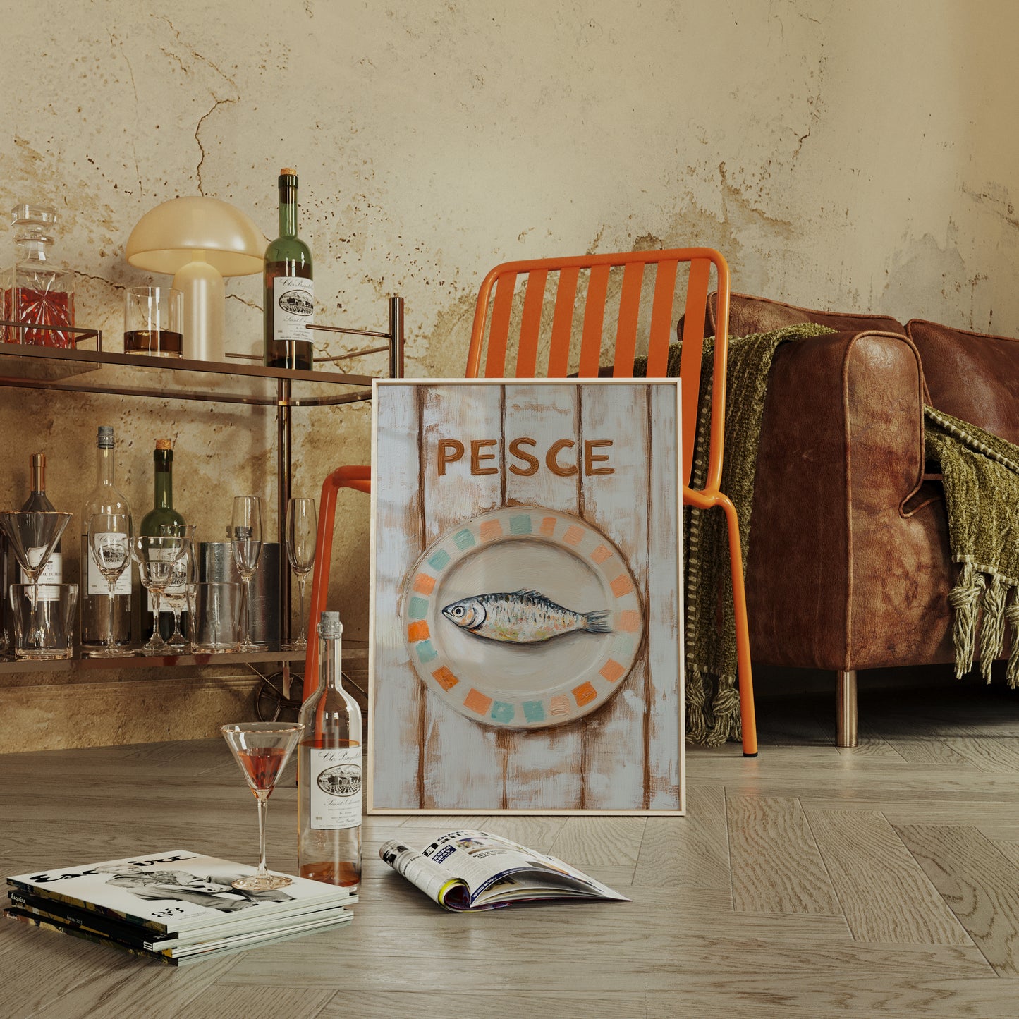 Pesce on Painted Tile Plate