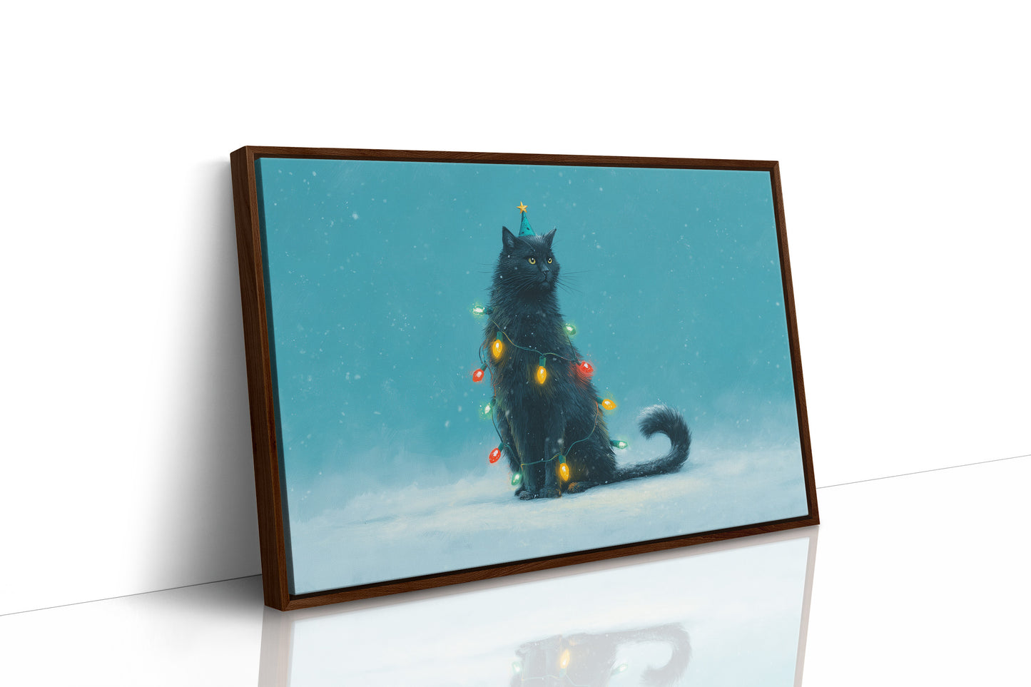Festive Feline Adorned in Holiday Glow