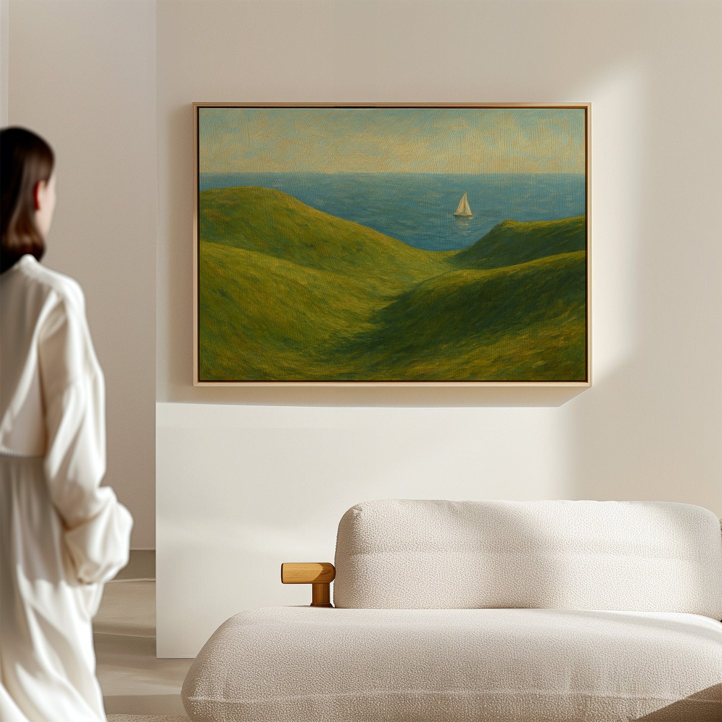 Sailboat Beyond the Green Hills