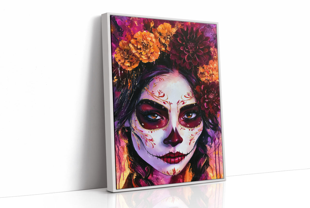Sugar Skull in Marigold and Magenta