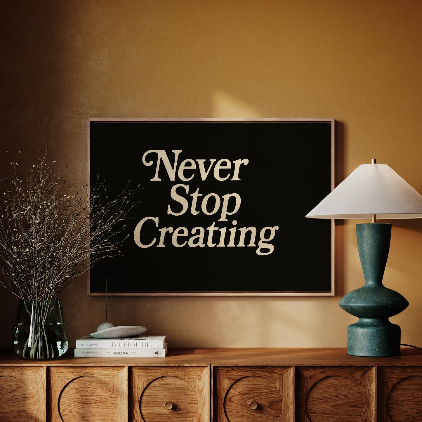 Never Stop Creating Retro Quote Print