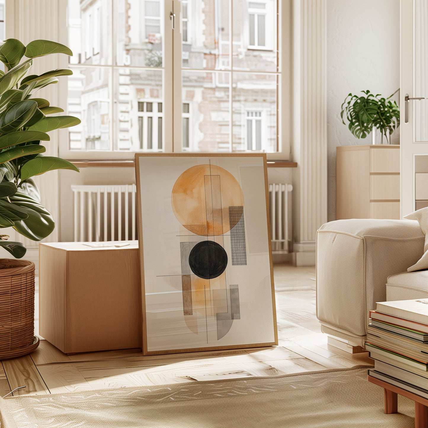 Modern Geometric Abstract Art Print – Minimalist Watercolor Design