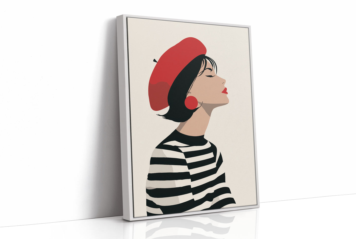 Parisian Reverie: Striped Elegance in Profile