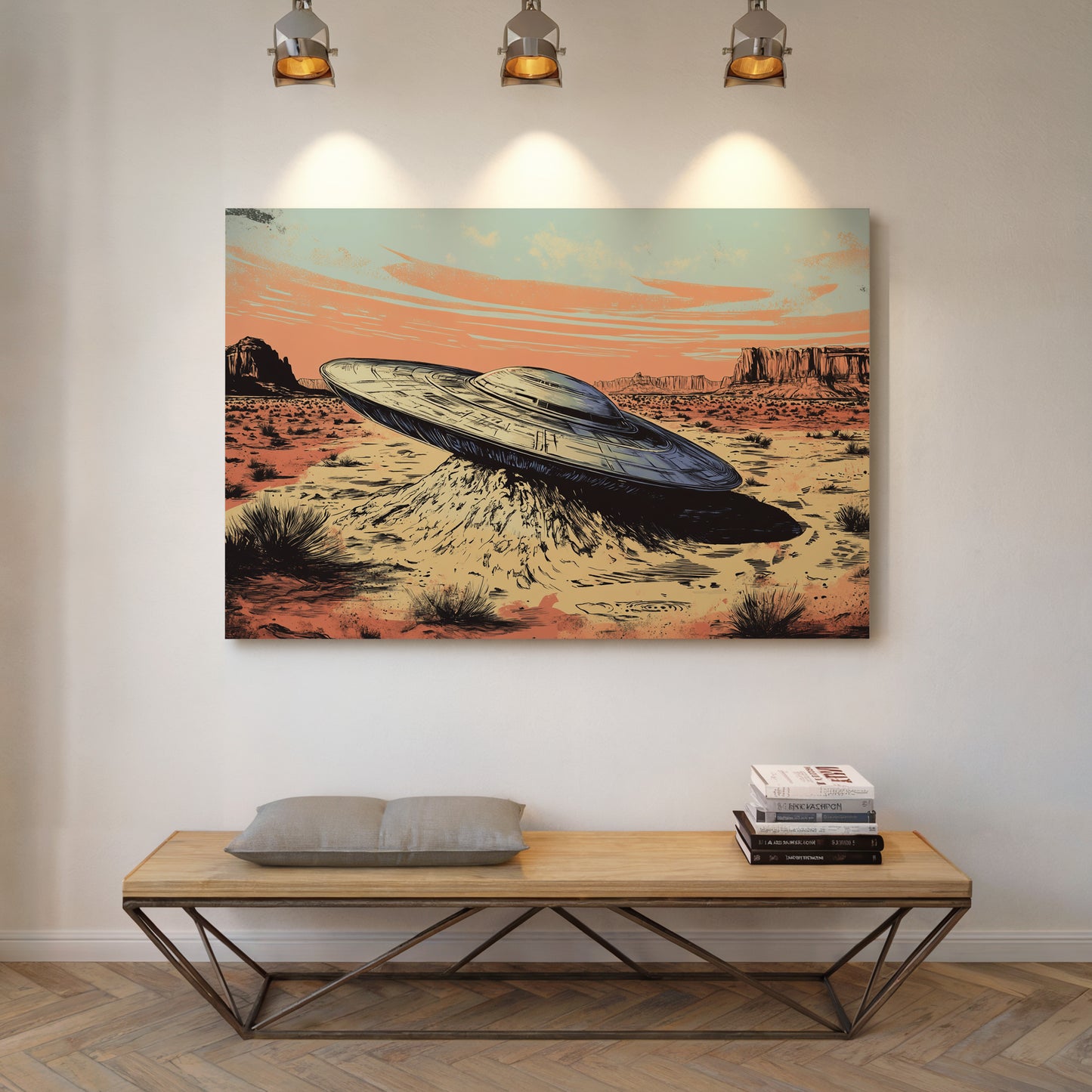 Gallery image 4 for Desert Landing: UFO Shadows and Distant Skies