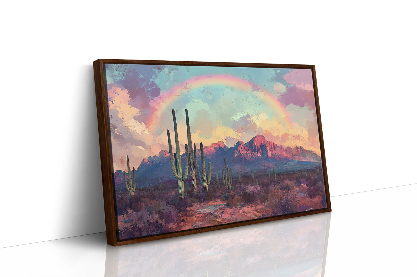 Gallery image 12 for Cactus Rainbow Desert Print – Boho Southwest Canvas Art