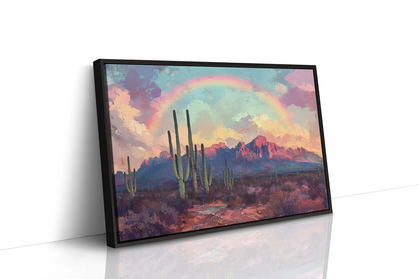 Gallery image 15 for Cactus Rainbow Desert Print – Boho Southwest Canvas Art