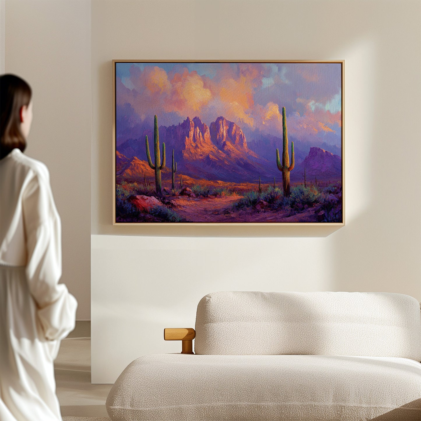 Gallery image 11 for Purple Desert Sunset Canvas – Southwest Cactus Wall Art