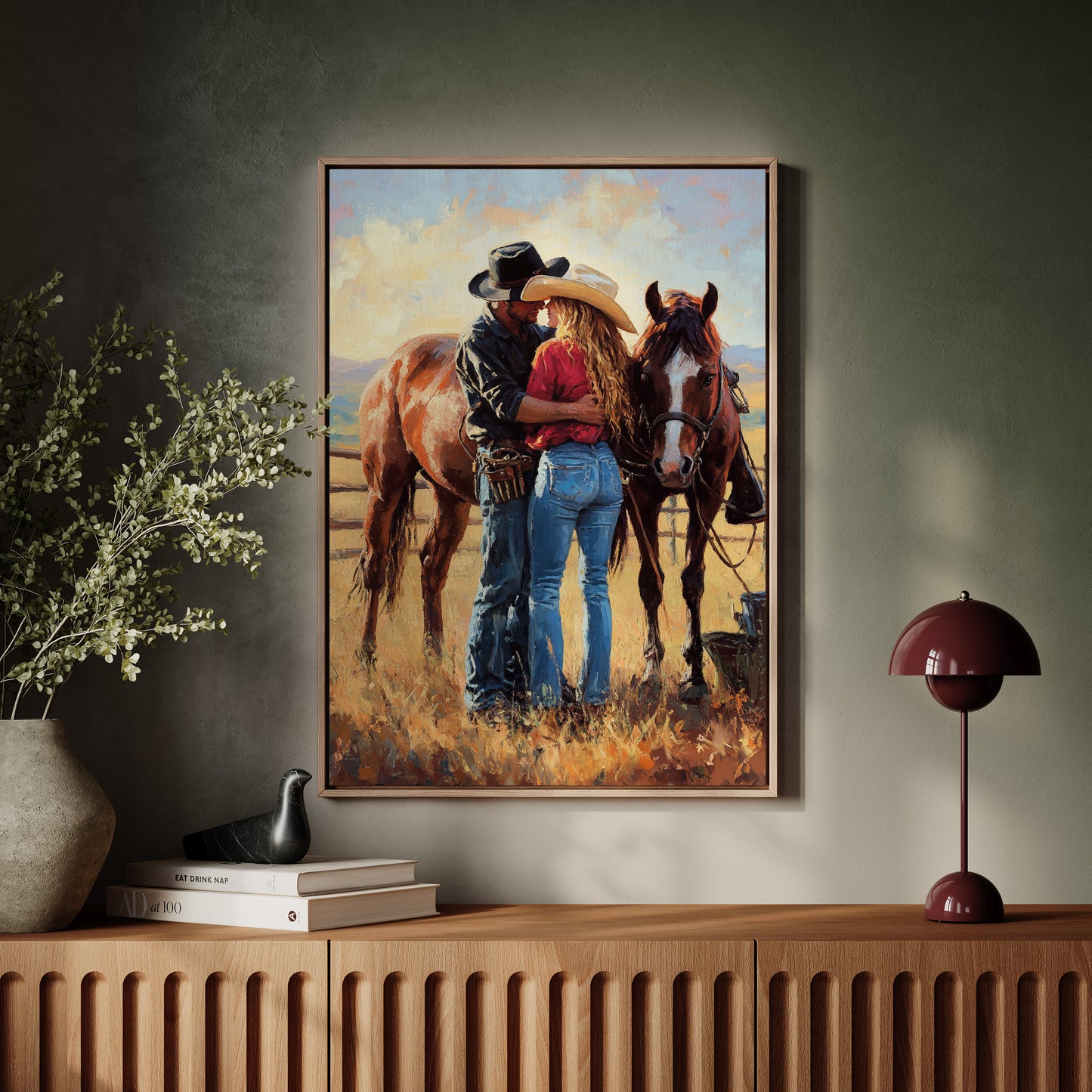 Gallery image 5 for Cowboy Romance Canvas – Western Couple Wall Art with Horses,