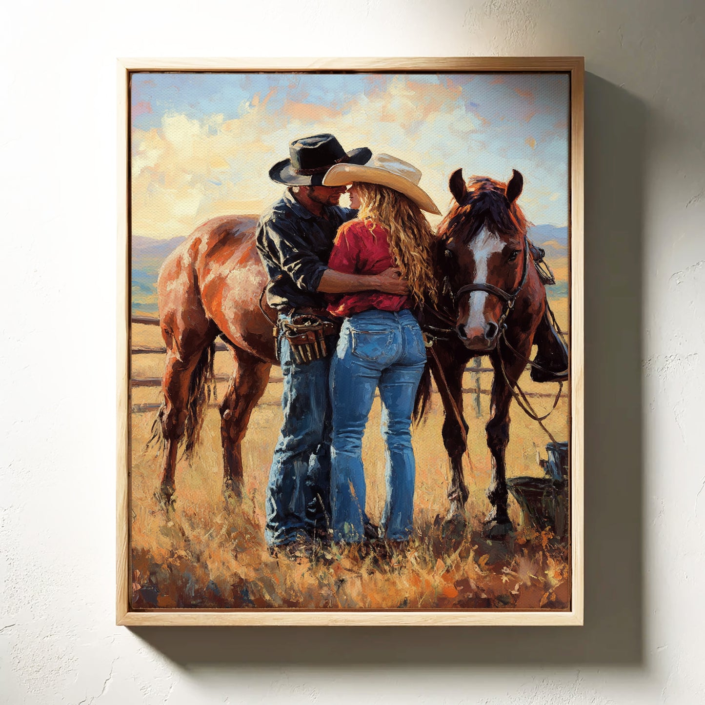 Gallery image 6 for Cowboy Romance Canvas – Western Couple Wall Art with Horses,