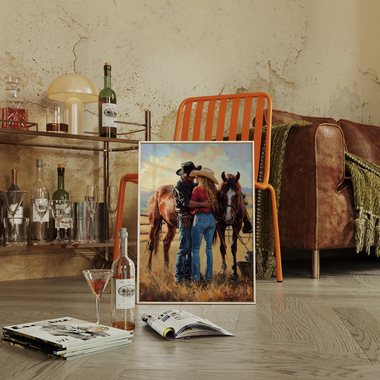 Gallery image 7 for Cowboy Romance Canvas – Western Couple Wall Art with Horses,
