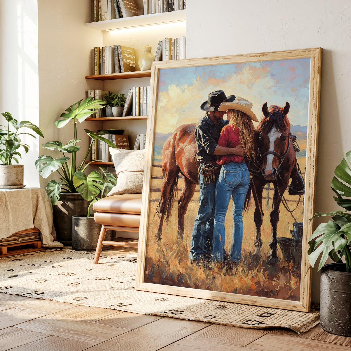 Gallery image 8 for Cowboy Romance Canvas – Western Couple Wall Art with Horses,