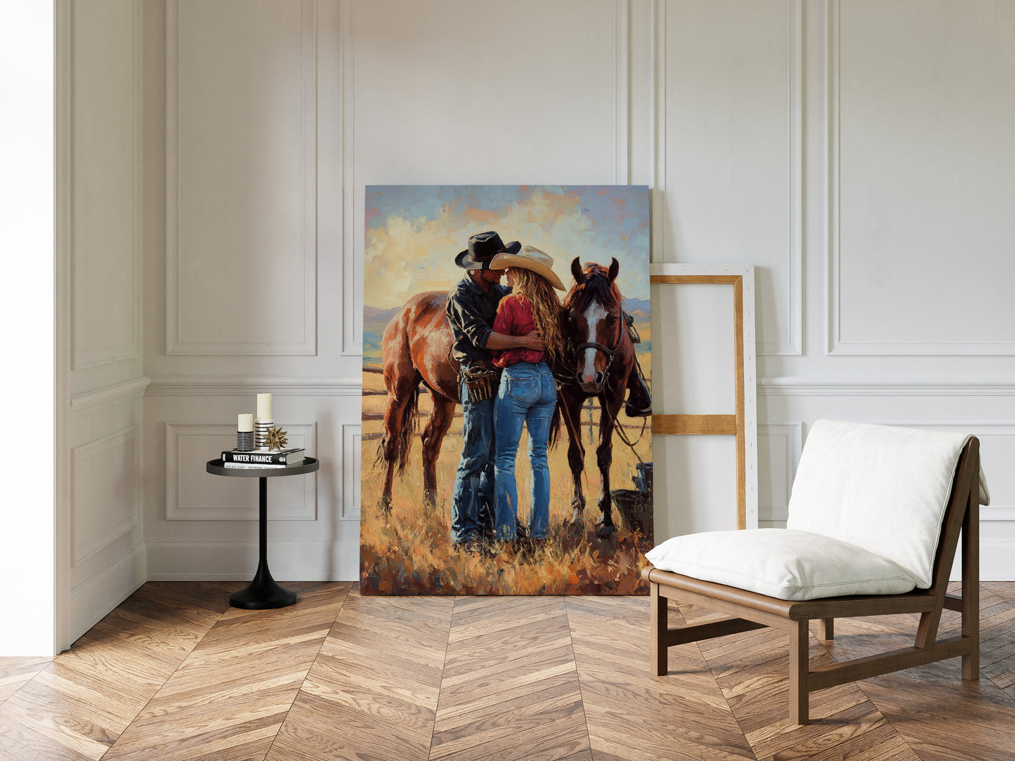 Gallery image 9 for Cowboy Romance Canvas – Western Couple Wall Art with Horses,