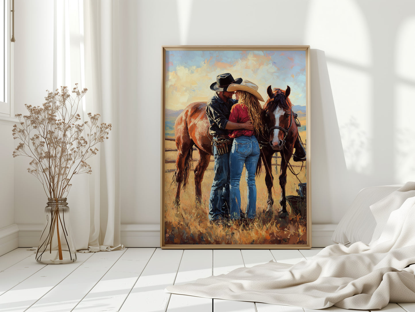 Gallery image 10 for Cowboy Romance Canvas – Western Couple Wall Art with Horses,