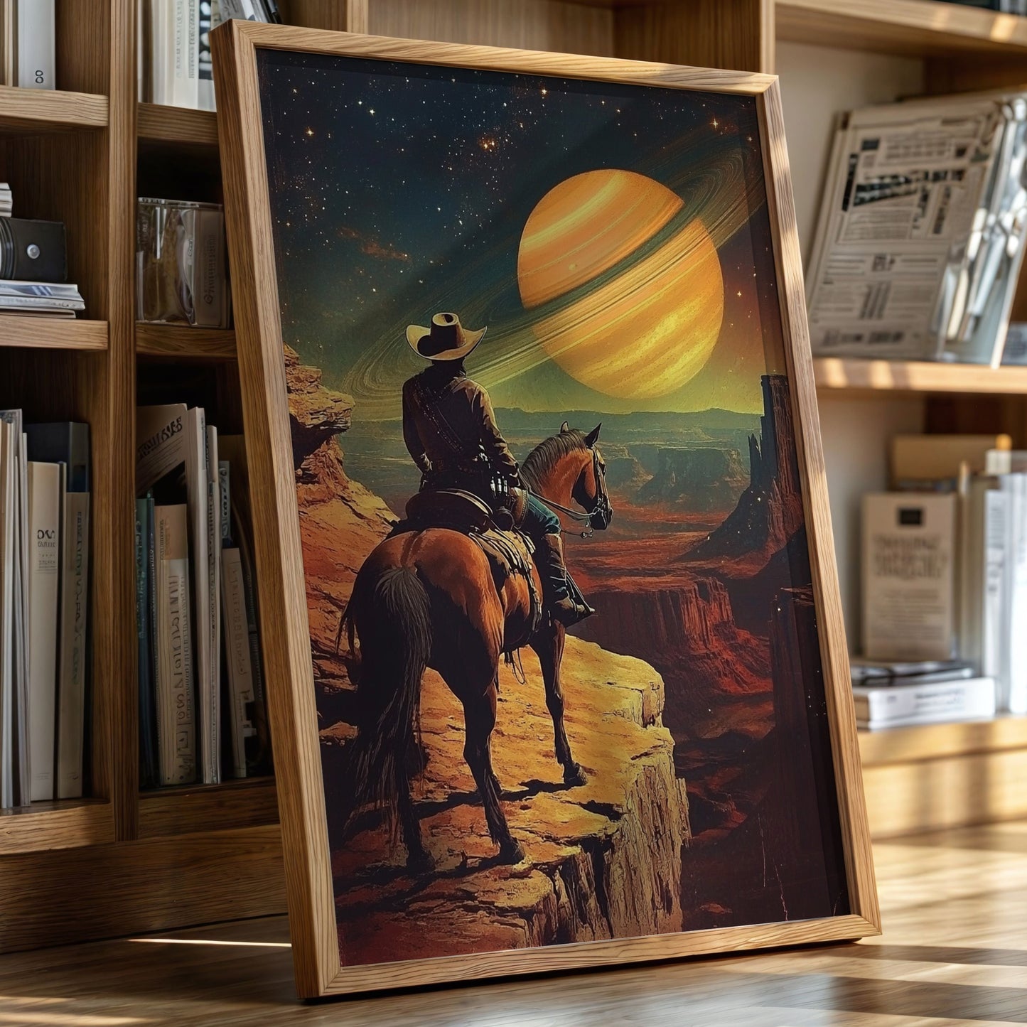 Gallery image 1 for Cosmic Cowboy Canvas – Western Sci-Fi Wall Art