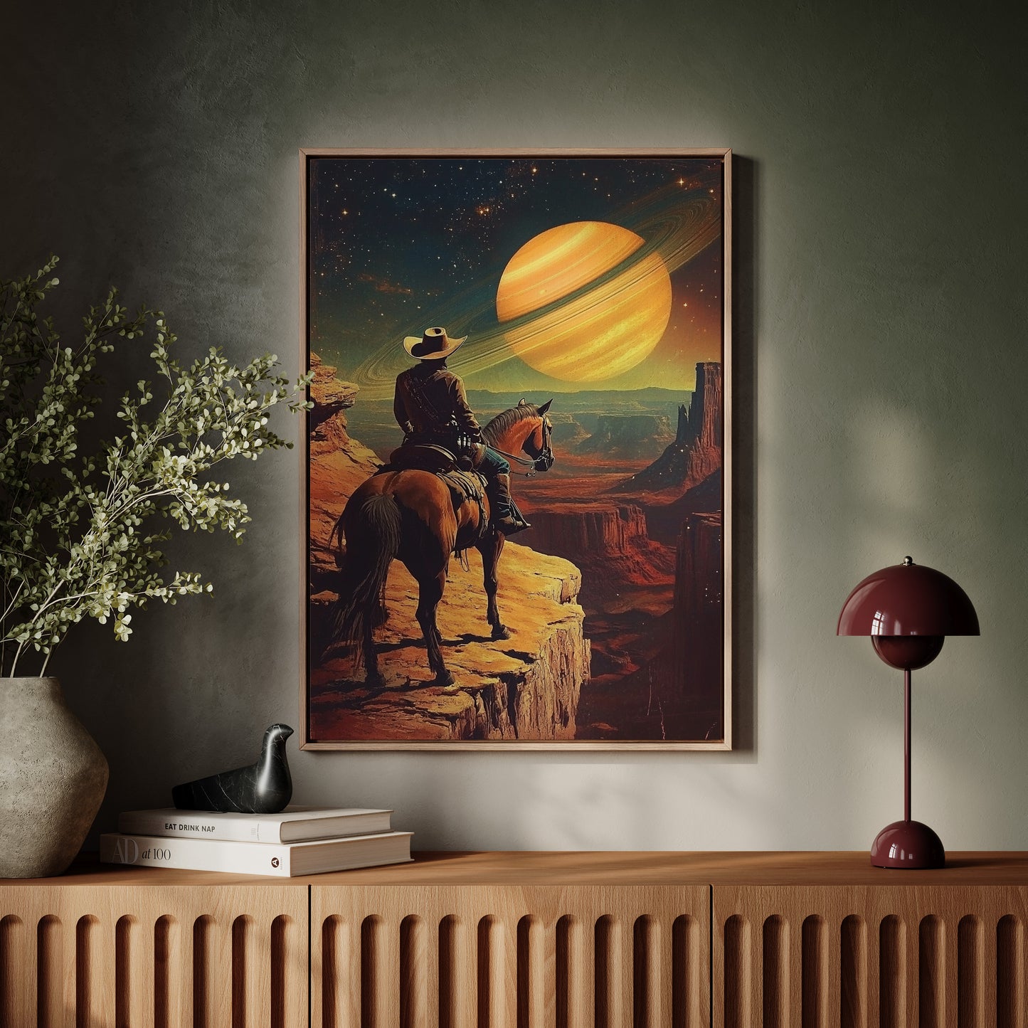 Gallery image 4 for Cosmic Cowboy Canvas – Western Sci-Fi Wall Art