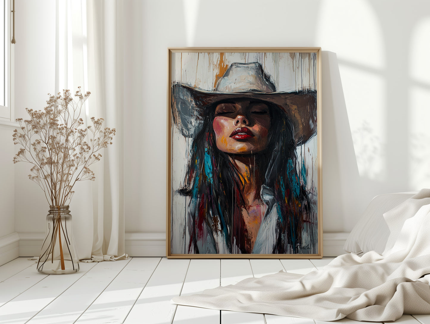 Gallery image 3 for Cowgirl Spirit Canvas – Western Woman Portrait Wall Art