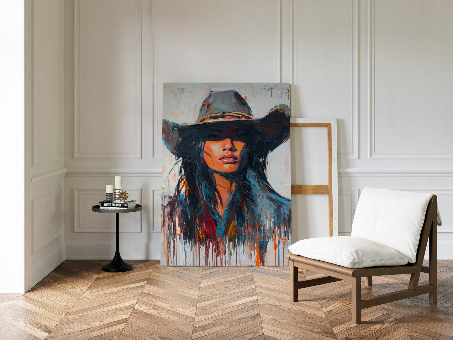 Gallery image 4 for Wild Western Woman Canvas – Bold Cowgirl Portrait Wall Art
