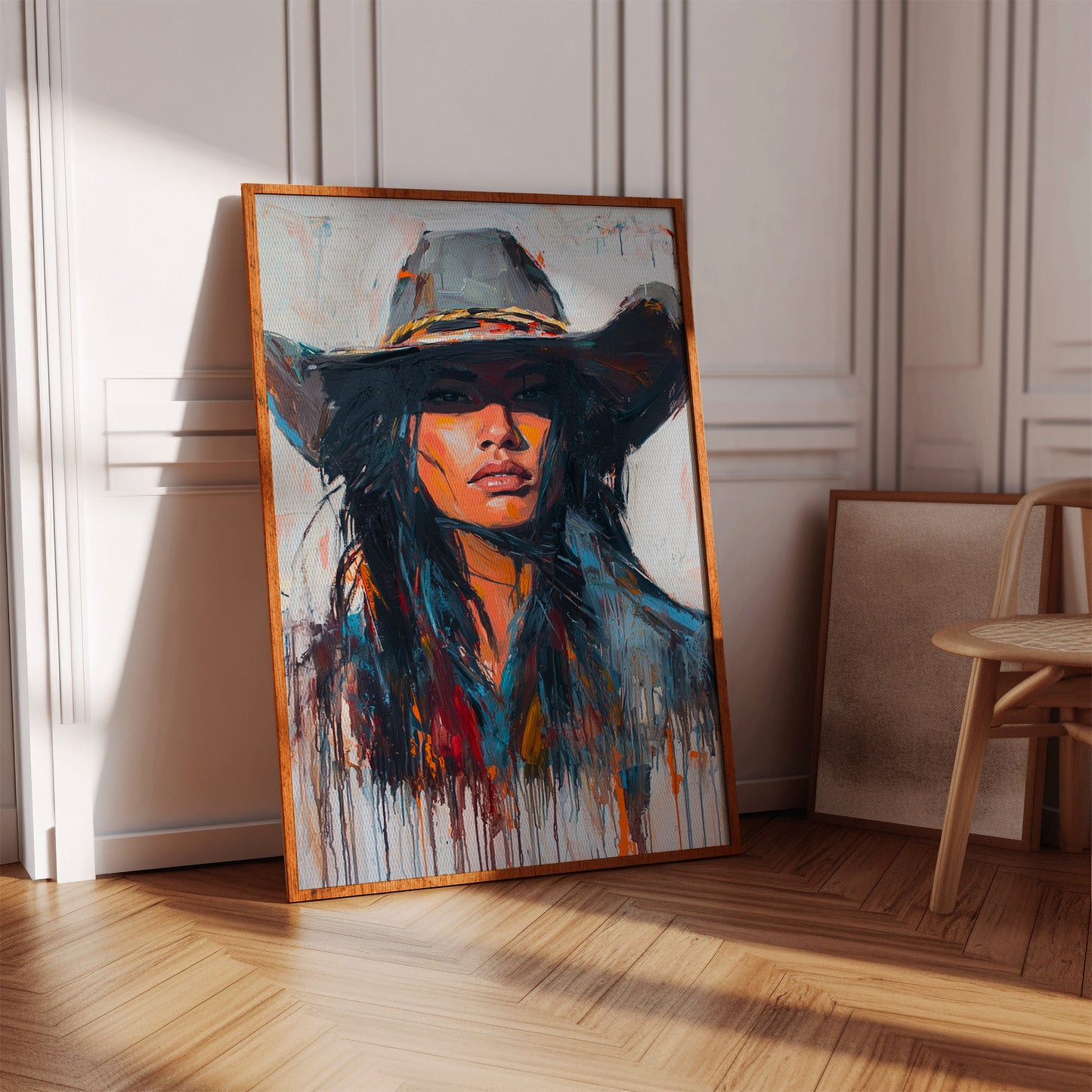 Gallery image 5 for Wild Western Woman Canvas – Bold Cowgirl Portrait Wall Art