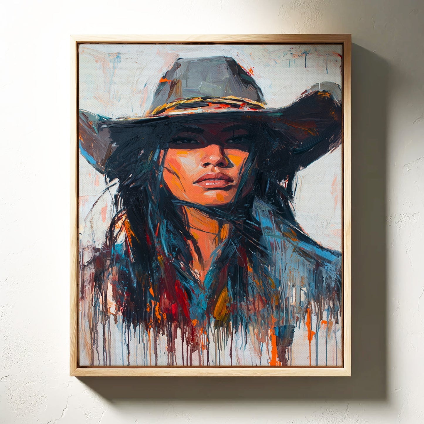 Gallery image 6 for Wild Western Woman Canvas – Bold Cowgirl Portrait Wall Art