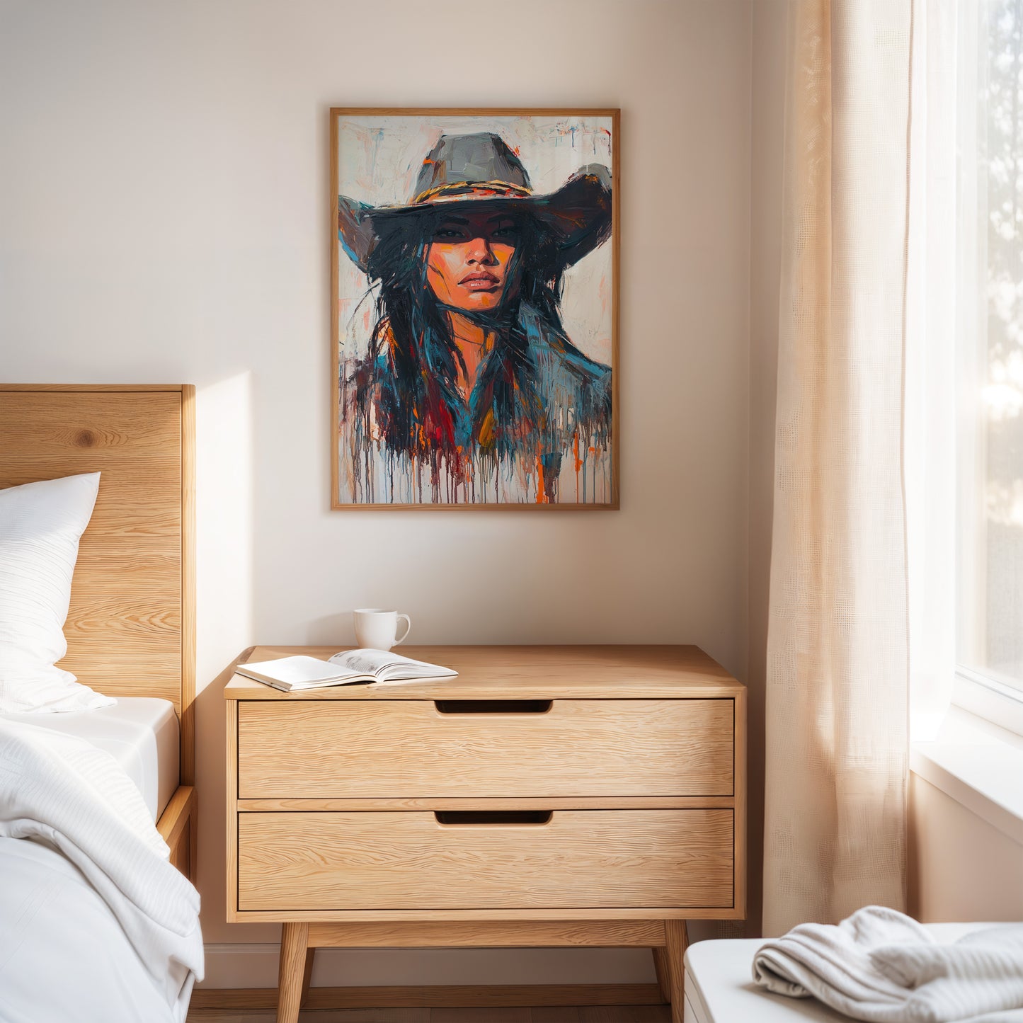 Gallery image 13 for Wild Western Woman Canvas – Bold Cowgirl Portrait Wall Art