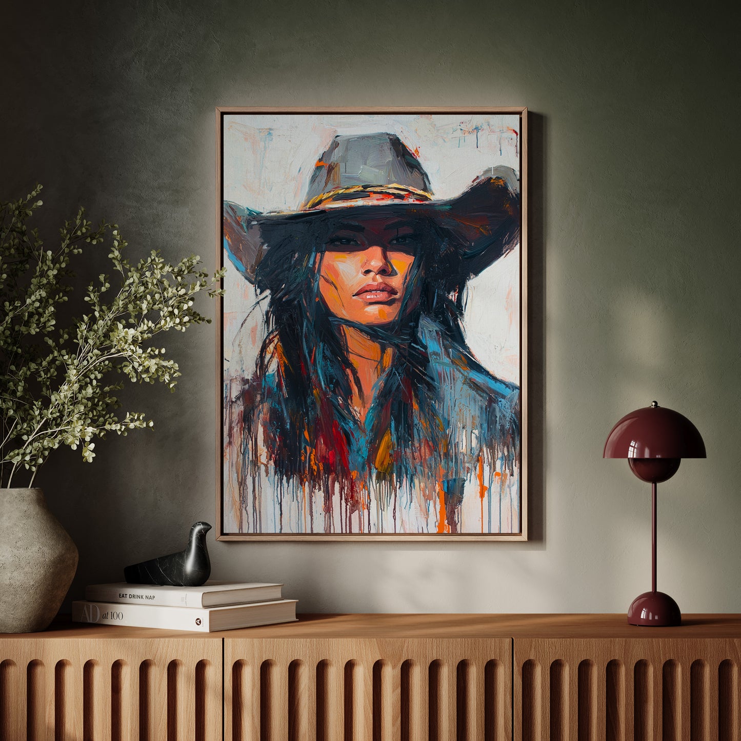 Gallery image 14 for Wild Western Woman Canvas – Bold Cowgirl Portrait Wall Art