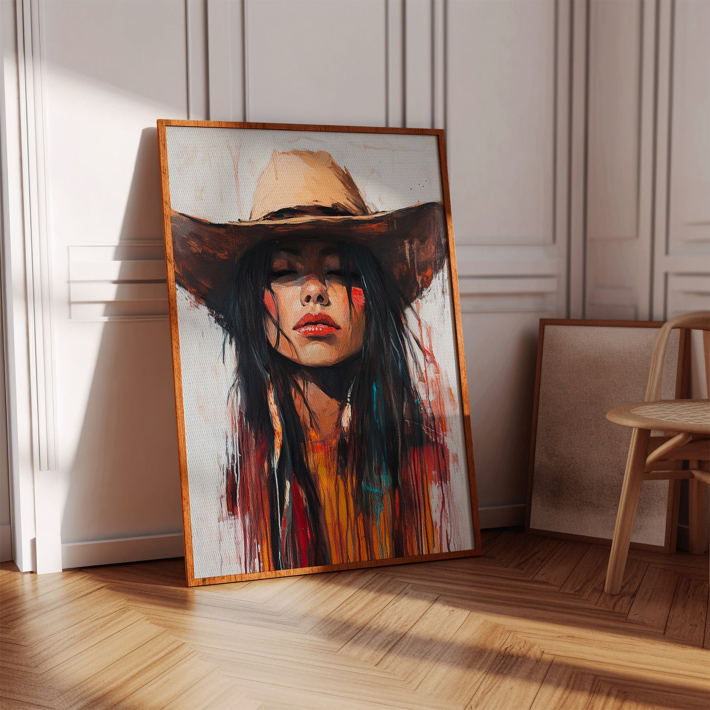 Gallery image 1 for Painted Cowgirl Canvas – Boho Western Woman Wall Art