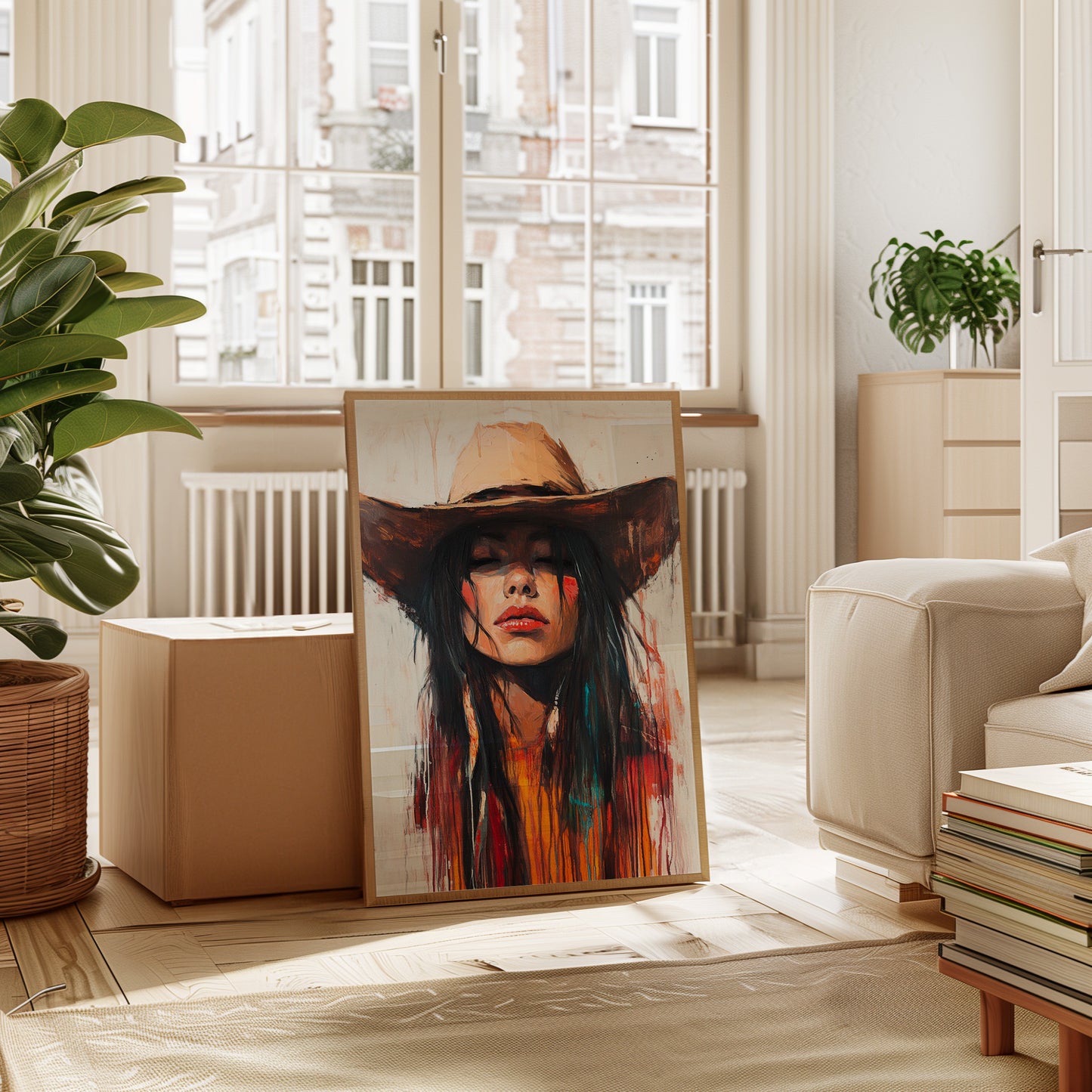 Gallery image 7 for Painted Cowgirl Canvas – Boho Western Woman Wall Art