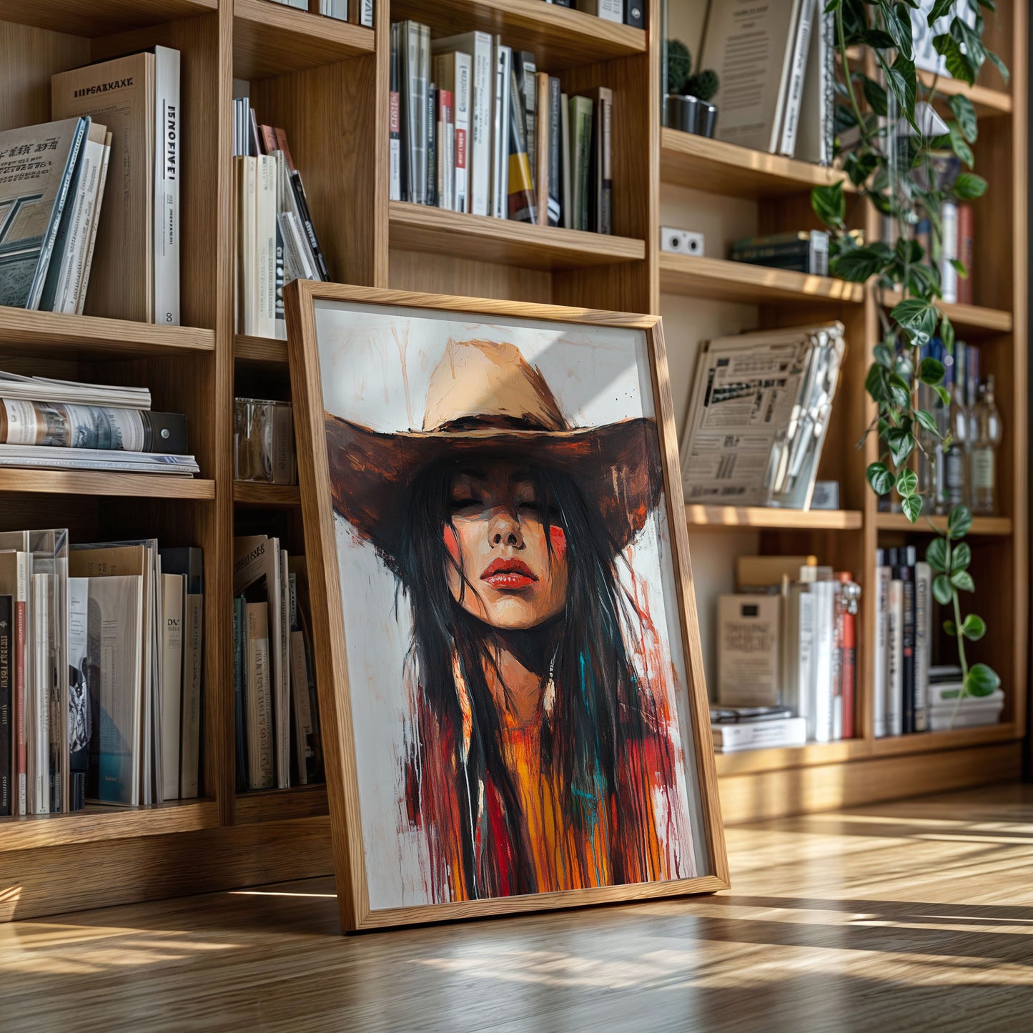 Gallery image 8 for Painted Cowgirl Canvas – Boho Western Woman Wall Art