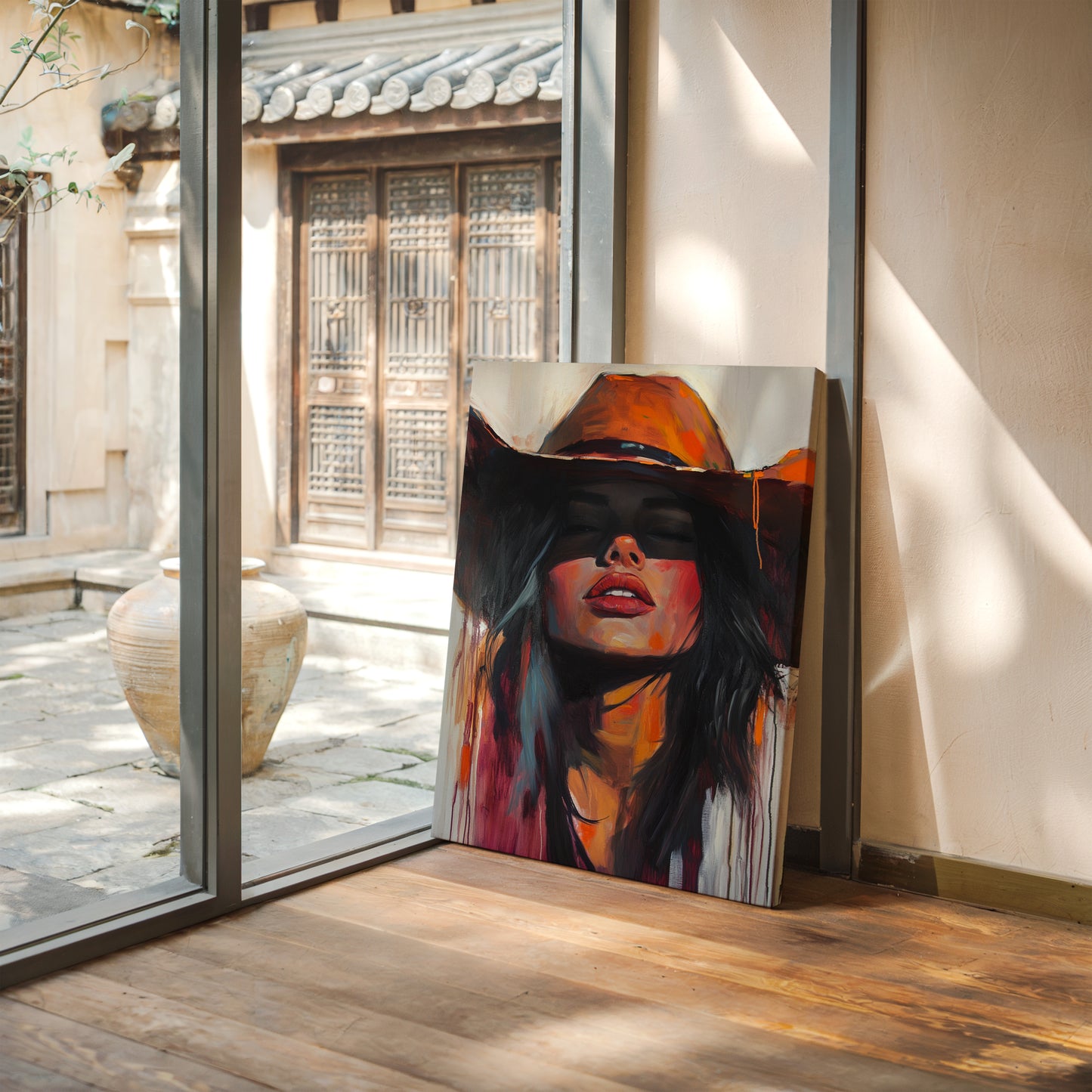 Gallery image 5 for Desert Flame Cowgirl Canvas – Bold Western Woman Wall Art