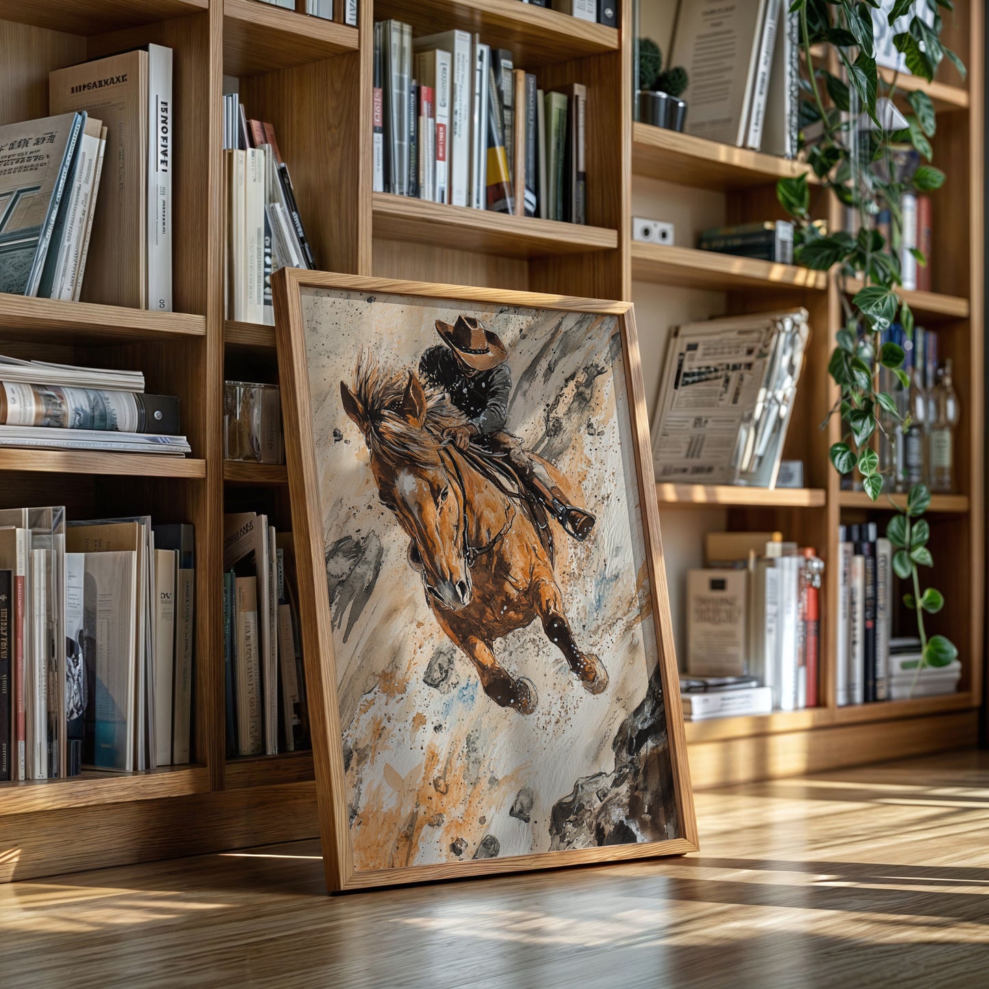 Gallery image 8 for Downhill Cowboy Canvas – Western Action Horseback Painting