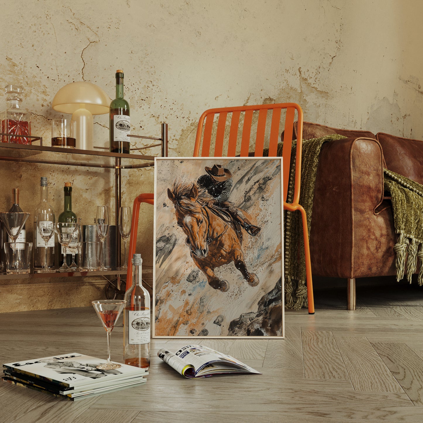 Gallery image 11 for Downhill Cowboy Canvas – Western Action Horseback Painting