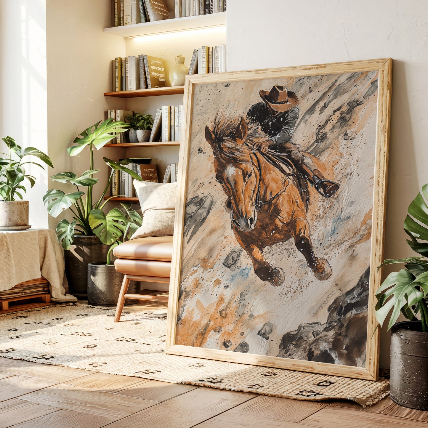 Gallery image 14 for Downhill Cowboy Canvas – Western Action Horseback Painting