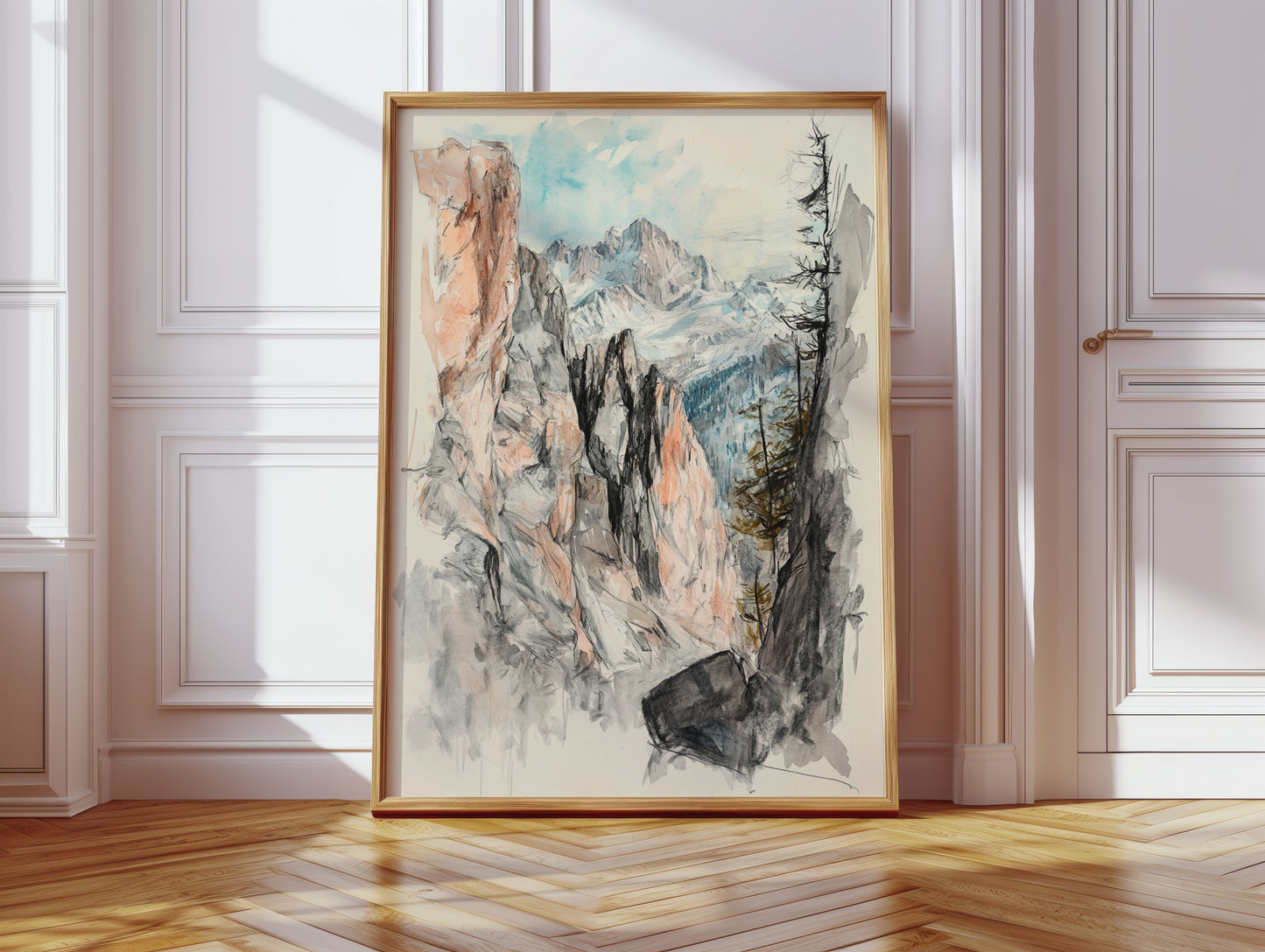 Gallery image 11 for Alpine Canyon Watercolor Print – Mountain Cliff Wall Art
