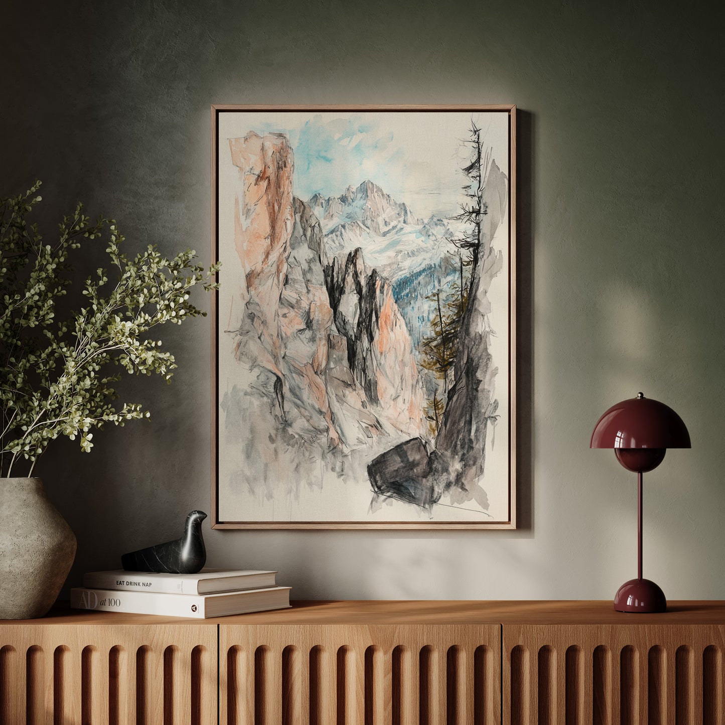 Gallery image 12 for Alpine Canyon Watercolor Print – Mountain Cliff Wall Art